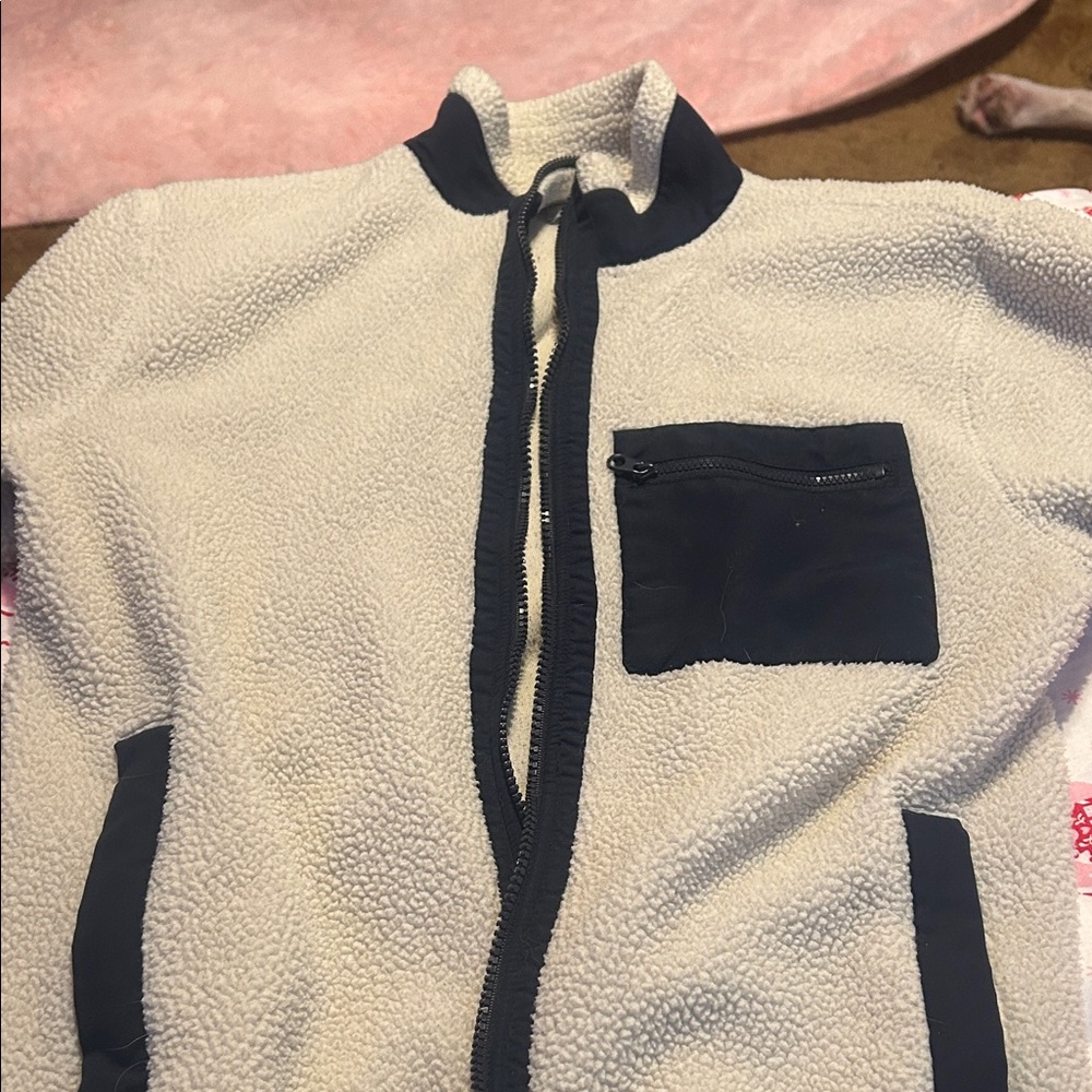Cream and Black Fleece Jacket